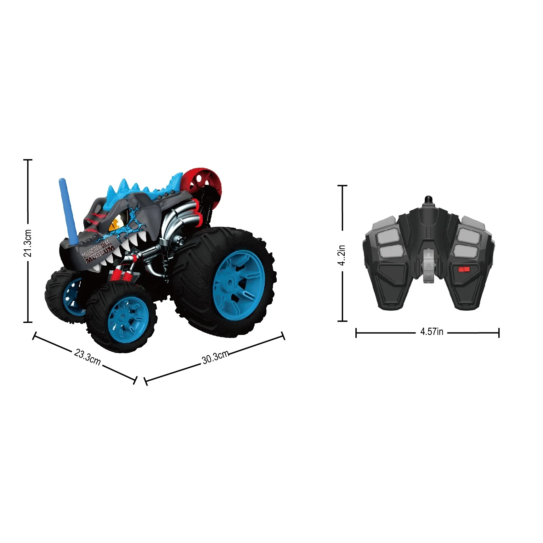 מכונית על שלט פעלולים 1:16 דינוזאור אפור - Image 5