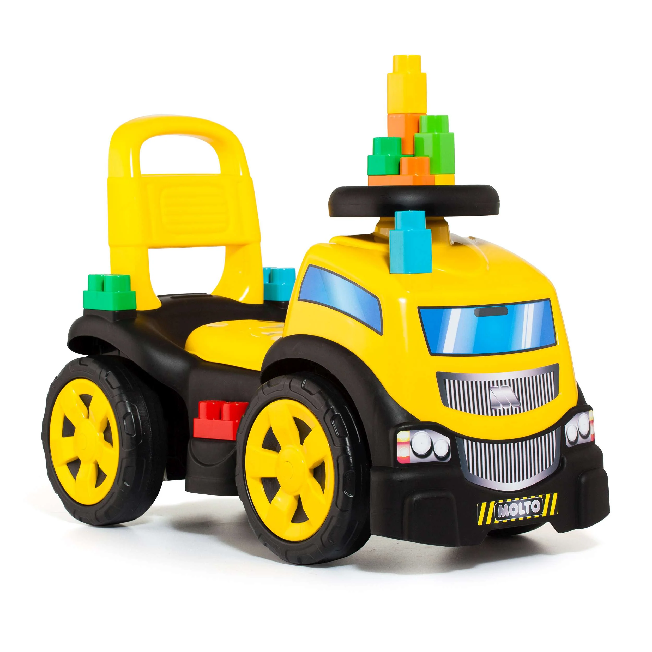 בימבה משאית צהובה עם 10 בלוקים