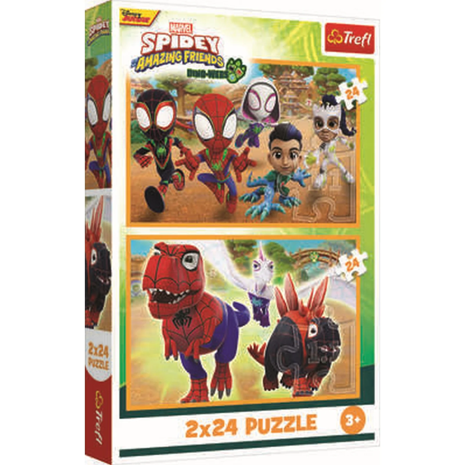 2 פאזלים 24 חלקים ספיידר ודינוזאורים